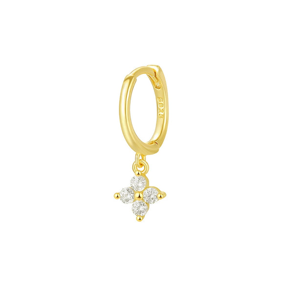 Wholesale Women's S925 Sterling Silver Fourleaf Clover Zircon Earrings