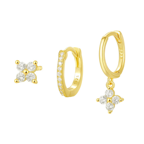Wholesale Women's S925 Sterling Silver Fourleaf Clover Zircon Earrings