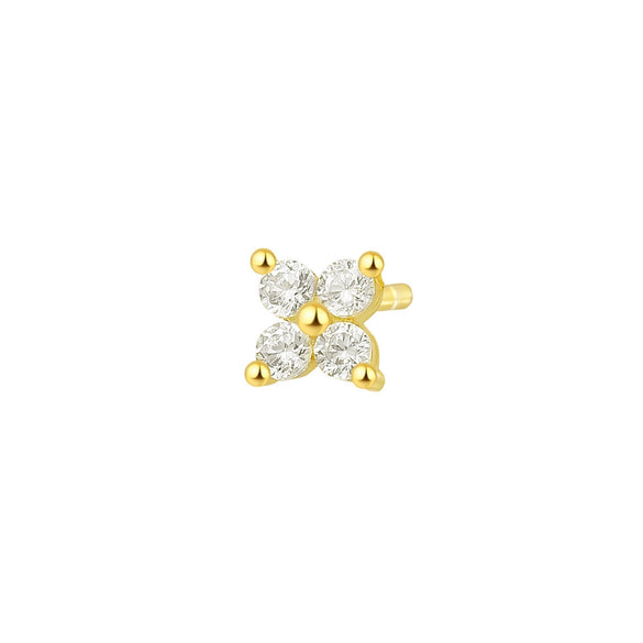 Wholesale Women's S925 Sterling Silver Fourleaf Clover Zircon Earrings
