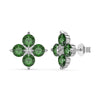 Wholesale Women's S925 Sterling Silver Fourleaf Clover Zircon Inlay Electroplated Earrings With Flower Design