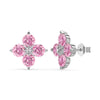 Wholesale Women's S925 Sterling Silver Fourleaf Clover Zircon Inlay Electroplated Earrings With Flower Design