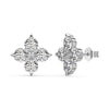 Wholesale Women's S925 Sterling Silver Fourleaf Clover Zircon Inlay Electroplated Earrings With Flower Design