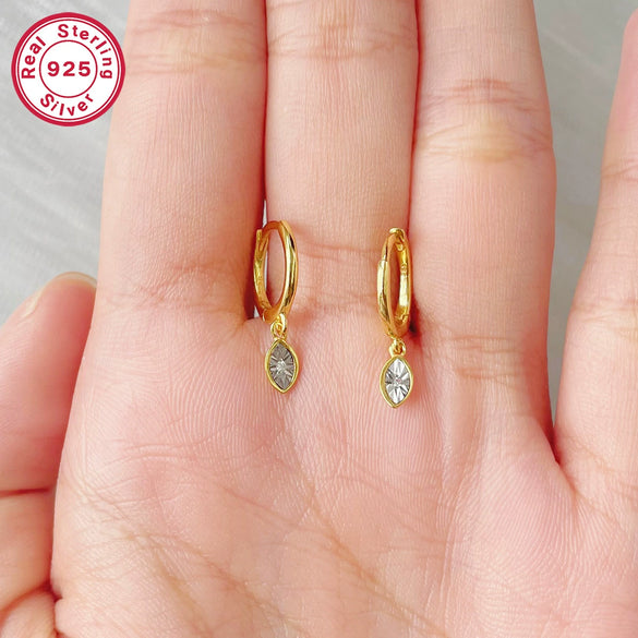 Wholesale Women's S925 Sterling Silver Fresh Leaf Shape Micro Inlay Earrings Simple Niche Design