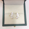Wholesale Women's S925 Sterling Silver Freshwater Pearl Earrings With Resin Butterfly And Oblate Shape
