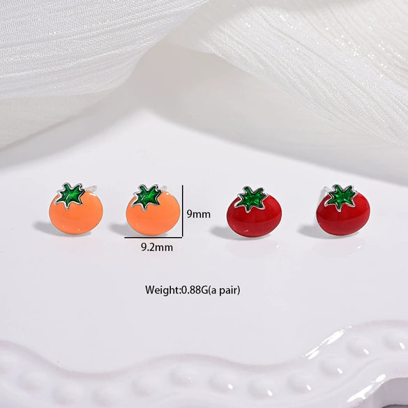 Wholesale Women's S925 Sterling Silver Fruit Shaped Dripping Oil Earrings