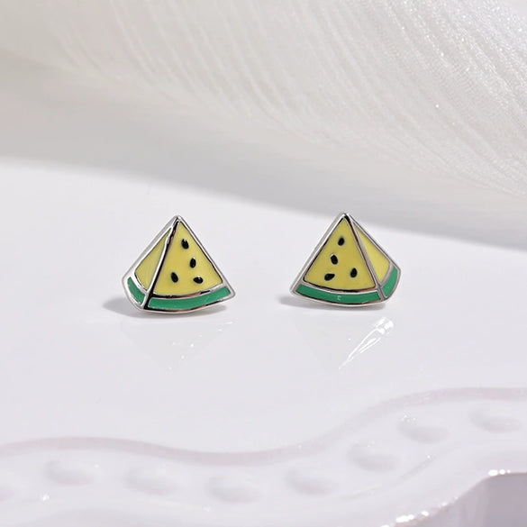 Wholesale Women's S925 Sterling Silver Fruit Shaped Dripping Oil Earrings