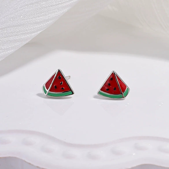 Wholesale Women's S925 Sterling Silver Fruit Shaped Dripping Oil Earrings