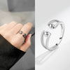 Wholesale Women's S925 Sterling Silver Geometric Antifidget Open Adjustable Beaded Finger Rotating Ring With Electroplating