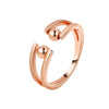 Wholesale Women's S925 Sterling Silver Geometric Antifidget Open Adjustable Beaded Finger Rotating Ring With Electroplating