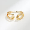 Wholesale Women's S925 Sterling Silver Geometric Antifidget Open Adjustable Beaded Finger Rotating Ring With Electroplating