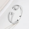 Wholesale Women's S925 Sterling Silver Geometric Antifidget Open Adjustable Beaded Finger Rotating Ring With Electroplating