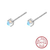 Wholesale Women's S925 Sterling Silver Geometric Aurora Moonstone Earrings Small And Fresh Style With Electroplating