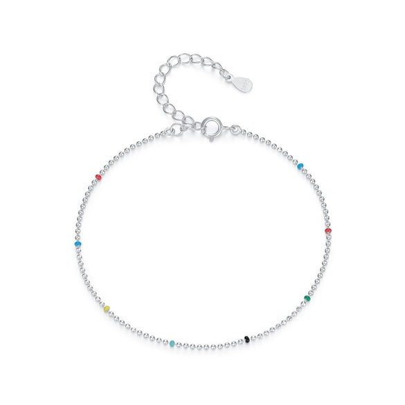 Wholesale Women's S925 Sterling Silver Geometric Beaded Bracelet With Inlaid Zircon Simple Style