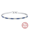 Wholesale Women's S925 Sterling Silver Geometric Blue And White Double Zirconium Tennis Bracelet With Electroplating