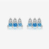 Wholesale Women's S925 Sterling Silver Geometric Blue Stone Zircon Earrings Electroplated With Platinum And 18K Gold
