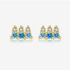 Wholesale Women's S925 Sterling Silver Geometric Blue Stone Zircon Earrings Electroplated With Platinum And 18K Gold