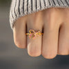 Wholesale Women's S925 Sterling Silver Geometric Bow Buckle Ring With Electroplating