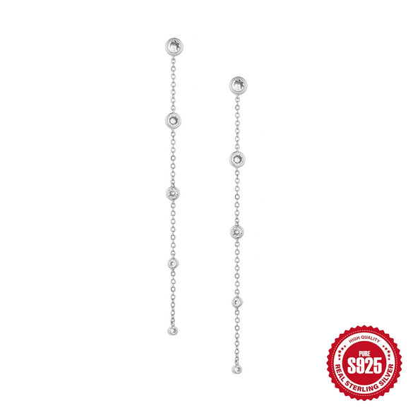 Wholesale Women's S925 Sterling Silver Geometric C Type Chain Tassel Butterfly Earrings
