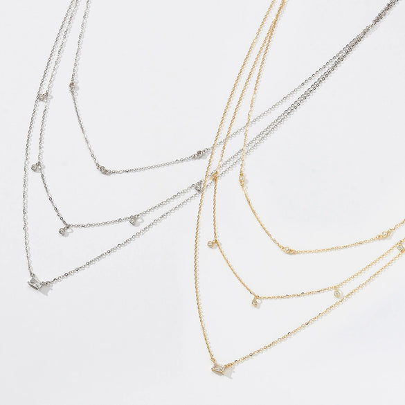Wholesale Women's S925 Sterling Silver Geometric Clavicle Chain Necklace With Electroplating Design