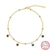 Wholesale Women's S925 Sterling Silver Geometric Colored Zircon Anklet