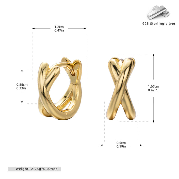 Wholesale Women's S925 Sterling Silver Geometric Cross Electroplated Ear Buckle