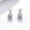 Wholesale Women's S925 Sterling Silver Geometric Cross Unilateral Inlaid Mosang Diamond Electroplated Earrings