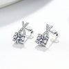 Wholesale Women's S925 Sterling Silver Geometric Cross Unilateral Inlaid Mosang Diamond Electroplated Earrings
