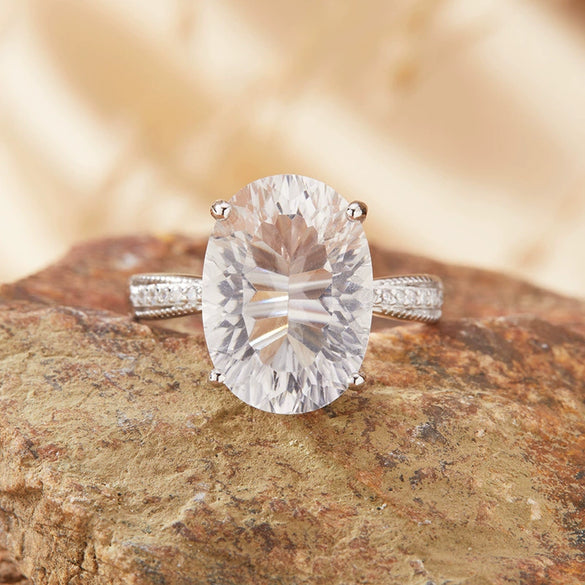 Wholesale Women's S925 Sterling Silver Geometric Crystal And Colored Gemstone Ring In Light Luxury Style