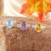 Wholesale Women's S925 Sterling Silver Geometric Crystal Colored Gemstone Ring Set With Crystal