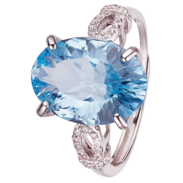 Wholesale Women's S925 Sterling Silver Geometric Crystal Colored Gemstone Ring Set With Crystal