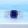Wholesale Women's S925 Sterling Silver Geometric Cube Ring With High Carbon Diamond And Purple 8A Zircon