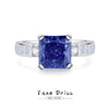 Wholesale Women's S925 Sterling Silver Geometric Cube Ring With High Carbon Diamond And Purple 8A Zircon