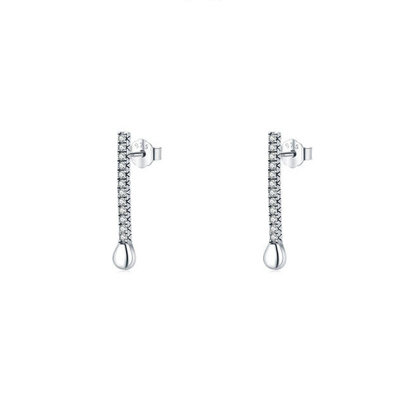 Wholesale Women's S925 Sterling Silver Geometric Diamond Earrings