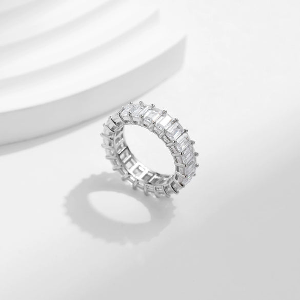 Wholesale Women's S925 Sterling Silver Geometric Diamond Rings Light Luxury Style