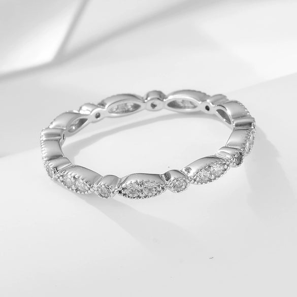 Wholesale Women's S925 Sterling Silver Geometric Distinctive Full Diamond Combination Ring Set With Diamonds