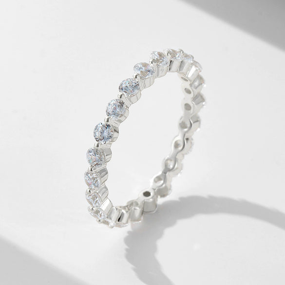 Wholesale Women's S925 Sterling Silver Geometric Distinctive Full Diamond Combination Ring Set With Diamonds