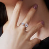 Wholesale Women's S925 Sterling Silver Geometric Dropshaped Ring With Double Main Stones And Electroplating Design
