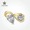 Wholesale Women's S925 Sterling Silver Geometric Dropshaped Ring With Double Main Stones And Electroplating Design