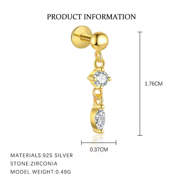 Wholesale Women's S925 Sterling Silver Geometric Earrings With Zirconia