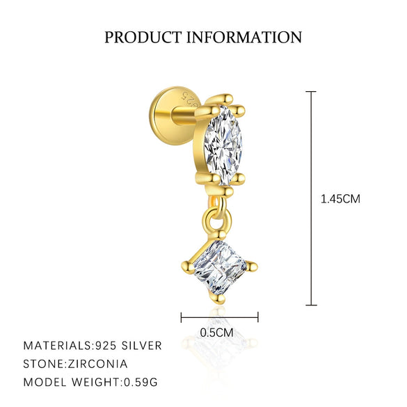 Wholesale Women's S925 Sterling Silver Geometric Earrings With Zirconia