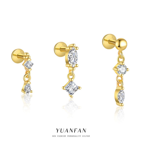 Wholesale Women's S925 Sterling Silver Geometric Earrings With Zirconia