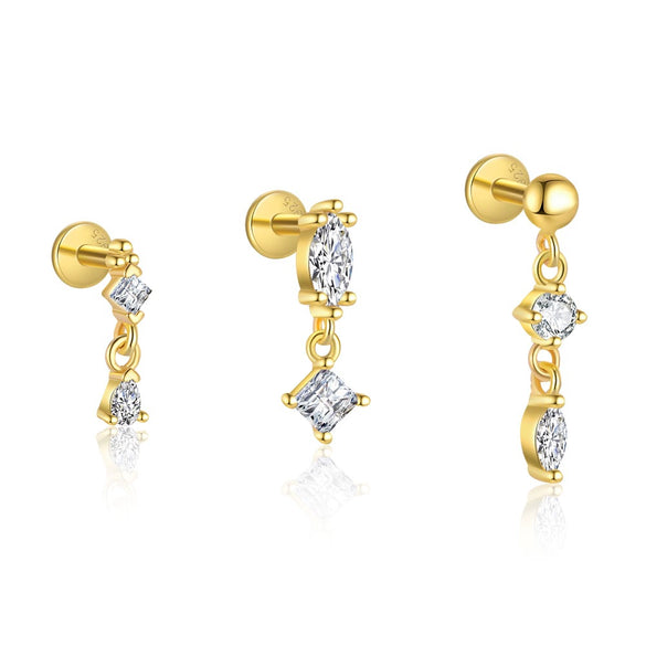 Wholesale Women's S925 Sterling Silver Geometric Earrings With Zirconia