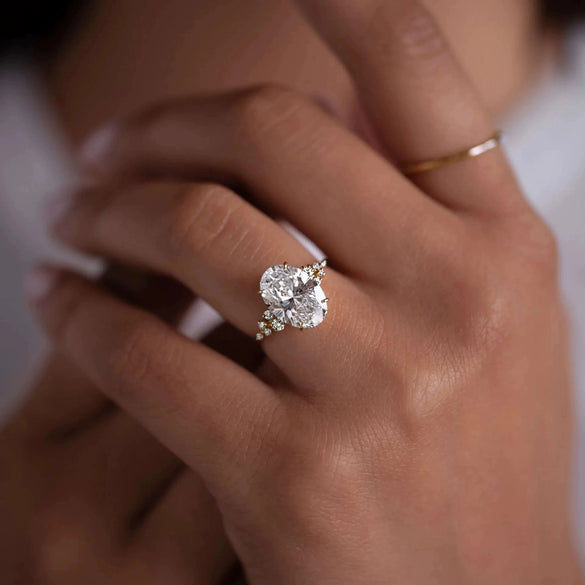 Wholesale Women's S925 Sterling Silver Geometric Egg Shaped Star Ring With Electroplating