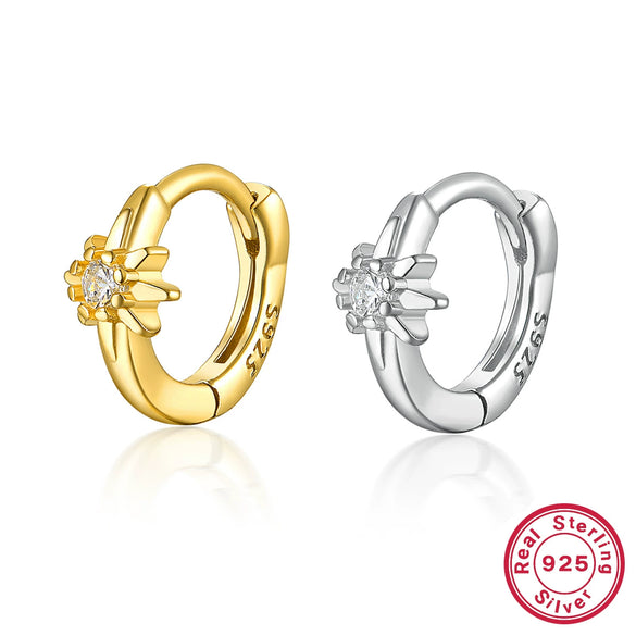Wholesale Women's S925 Sterling Silver Geometric Eightpointed Star Earrings With Zircon Design