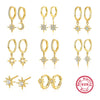 Wholesale Women's S925 Sterling Silver Geometric Eightpointed Star Earrings With Zircon Design