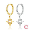 Wholesale Women's S925 Sterling Silver Geometric Eightpointed Star Earrings With Zircon Design