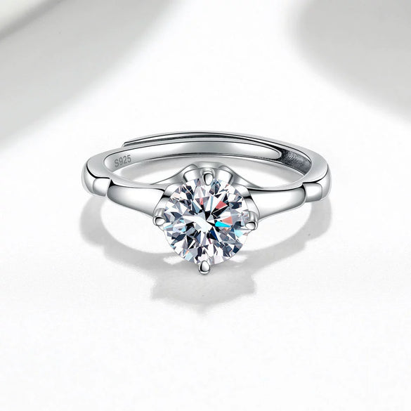 Wholesale Women's S925 Sterling Silver Geometric Flower Open Ring With Electroplating Treatment