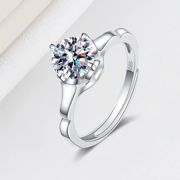 Wholesale Women's S925 Sterling Silver Geometric Flower Open Ring With Electroplating Treatment