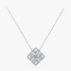 Wholesale Women's S925 Sterling Silver Geometric Flower Pendant Necklace With Gem Inlaid And Cross Chain