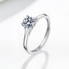 Wholesale Women's S925 Sterling Silver Geometric Four Claw Fashion Wedding Ring With Electroplating